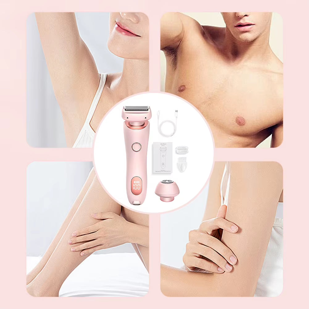 2 in 1 Bikini Trimmer Face Shavers Hair Removal for Underarms Legs Ladies Body Trimmer Electric Razors for Women IPX7 Waterproof