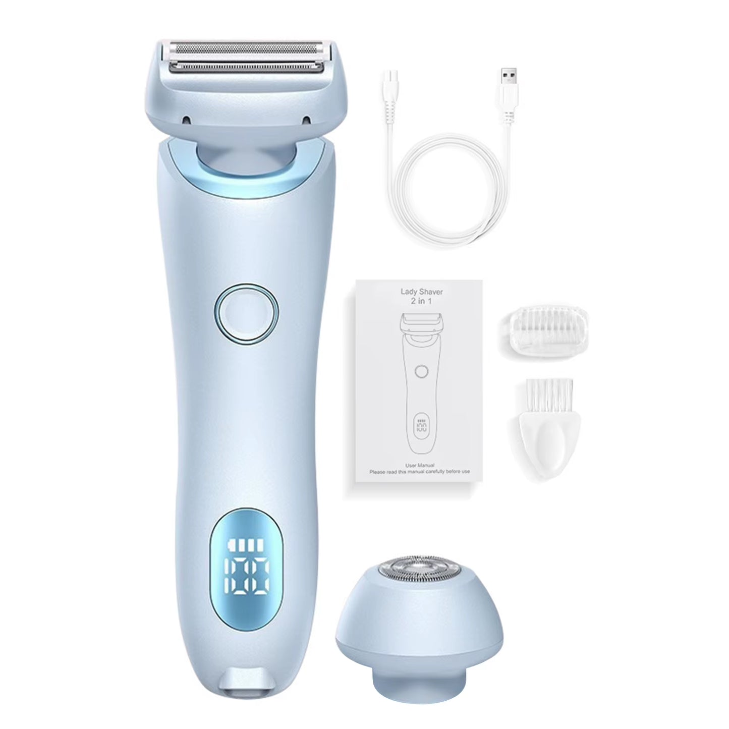 2 in 1 Bikini Trimmer Face Shavers Hair Removal for Underarms Legs Ladies Body Trimmer Electric Razors for Women IPX7 Waterproof